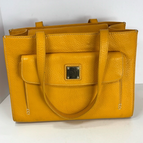 Dooney & Bourke Handbags - Dooney & Bourke Pebbled Leather Purse Satchel Handbag Mustard Yellow EUC